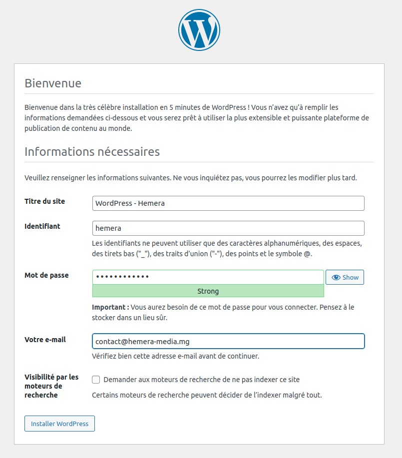 HemeraMediaConseil TutorielWordPress Installation3