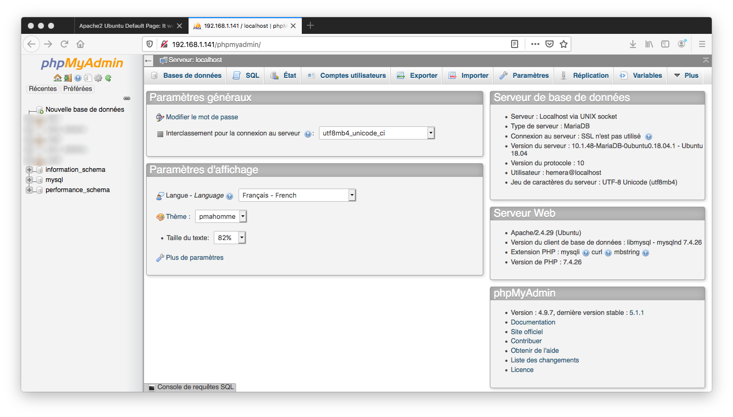 PhpMyAdmin serveur local Madagascar
