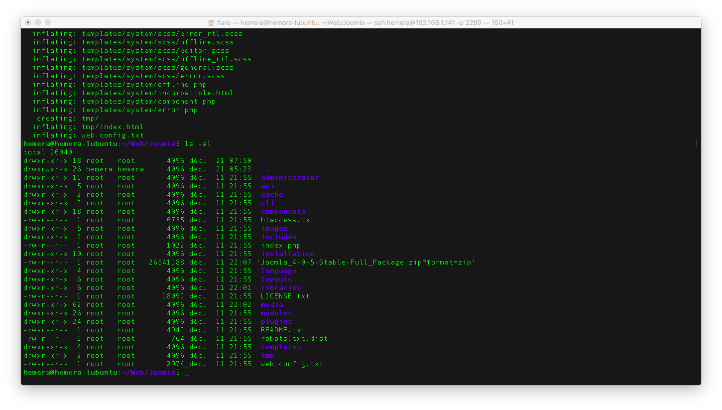Décompression Joomla