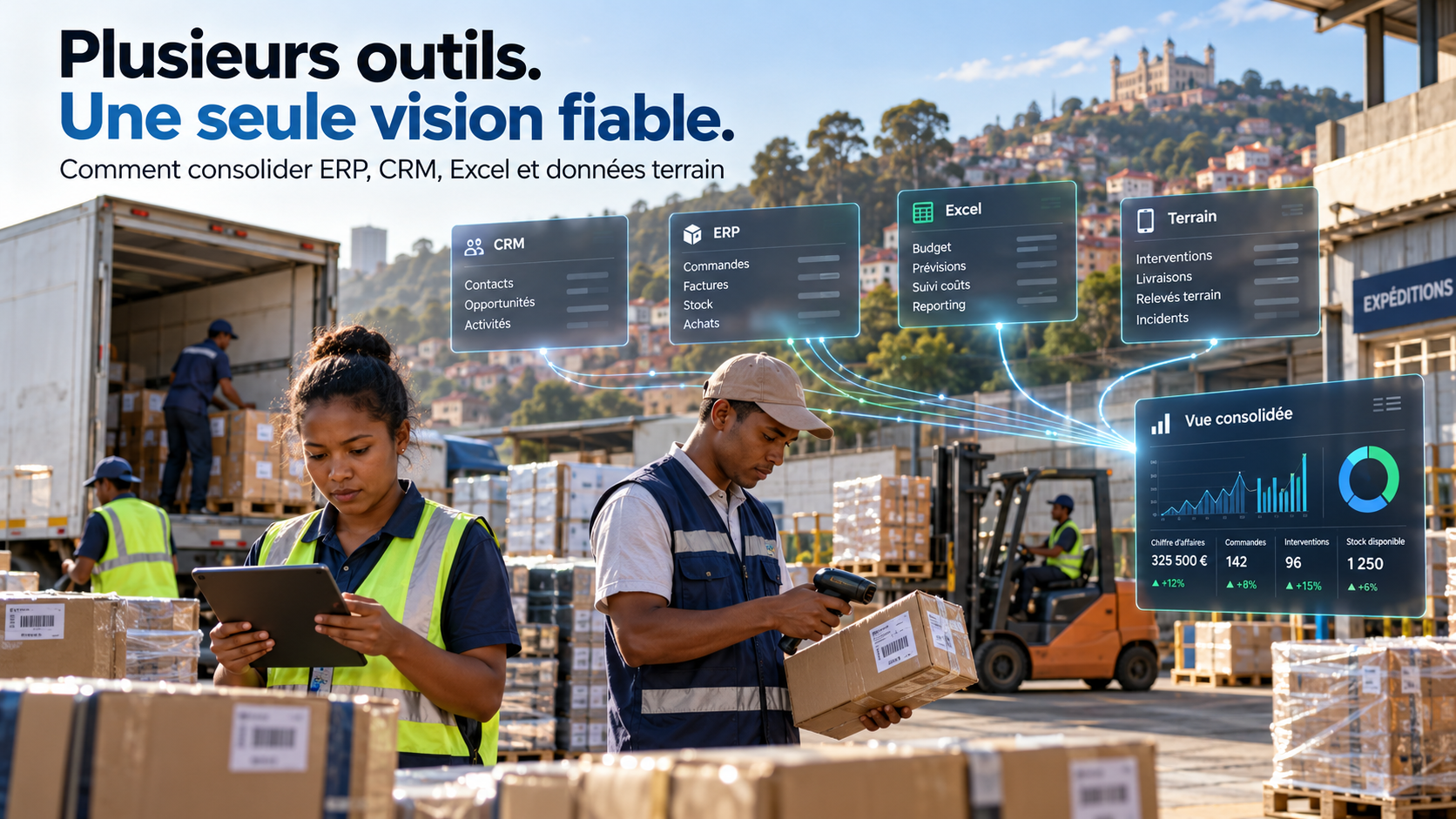 Consolidation des données ERP, CRM, Excel et applications métier pour obtenir des indicateurs fiables et un tableau de bord décisionnel à Madagascar